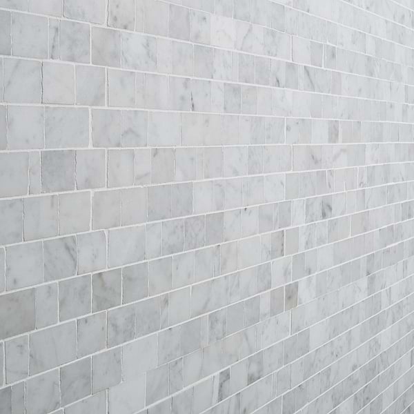 Avanti Bianco Carrara White Hand Clipped Joint Honed Marble Mosaic Tile