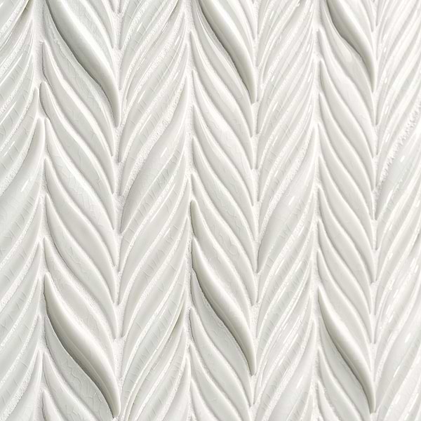 Nabi Alula Tundra Gray Chevron Crackled Glossy Glass Mosaic Tile