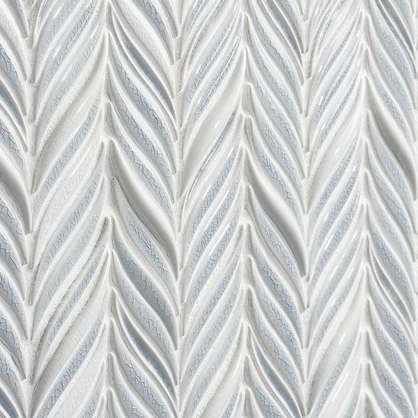 Nabi Alula Arctic Blue Chevron Crackled Glossy Glass Mosaic Tile