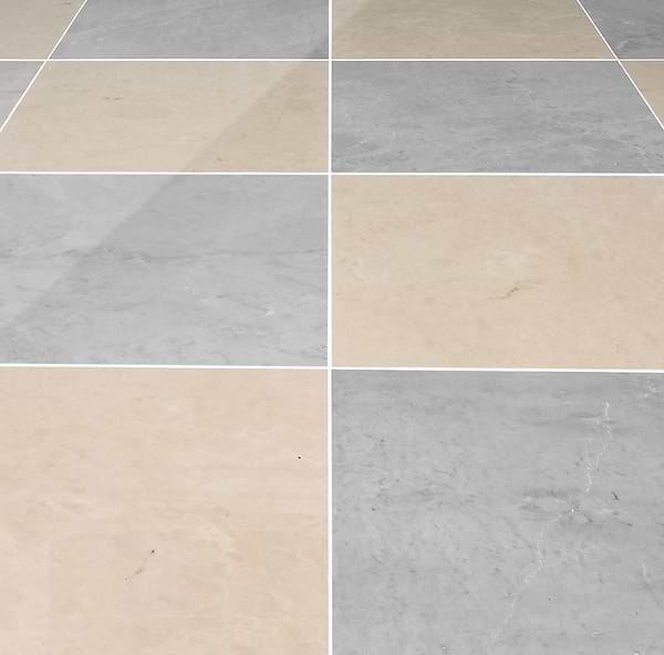 Alterno Earth Gray and Crema Ella Beige 12x12 Polished Marble Checkerboard Tile