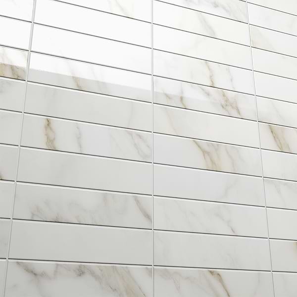 Amalfi Calacatta White 3x12 Polished Ceramic Tile