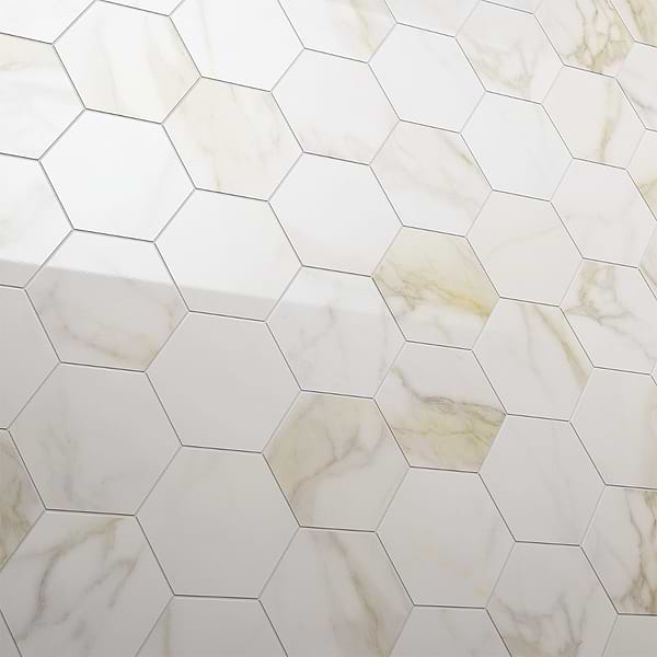 Amalfi Calacatta 6” Hexagon Polished Porcelain Tile