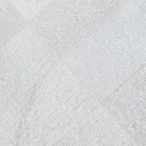 Rakestone Carved Split Bianco Ice White 12x24 Textured Honed Marble Tile