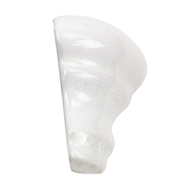 Nabi Glacier White 1x2 Crackled Glossy Glass Chair Rail Corner Piece