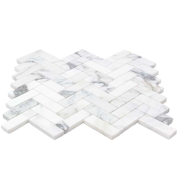 Calacatta Herringbone 1x3 Marble Tile