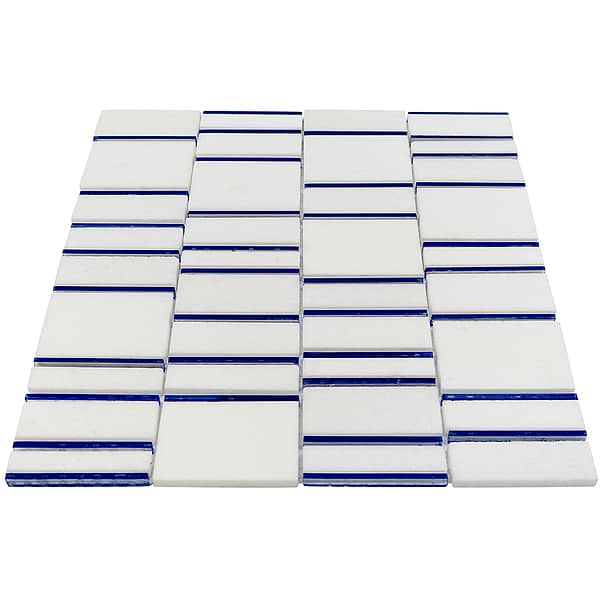 Sky's The Limit Blue and White Marble & Glass Polished Mosaic Tile by Kerrie Kelly