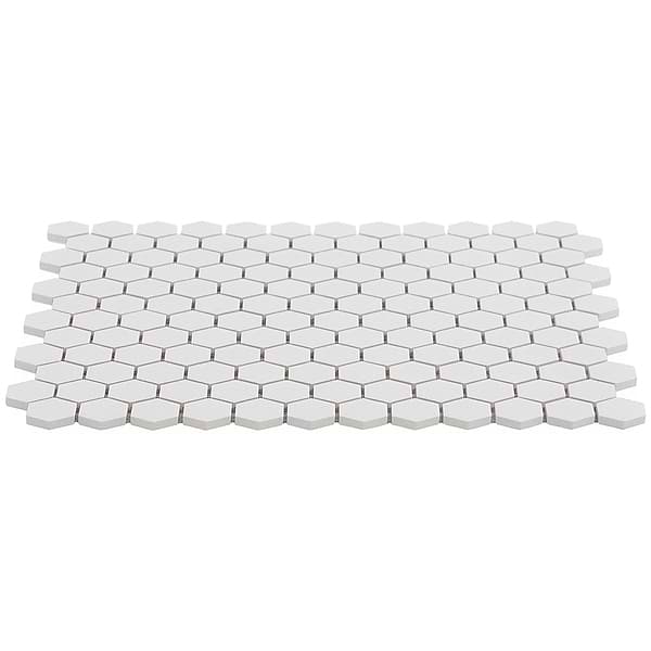 Level White 1" Hexagon Matte Porcelain Mosaic Tile