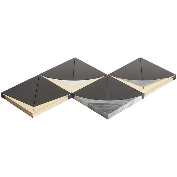 Regis Nero Waterjet Polished Marble Mosaic Tile- Black and Brass