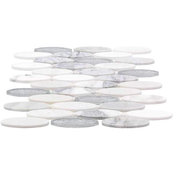 Kinetic Ice Water Ovals Glass & Stone Tile