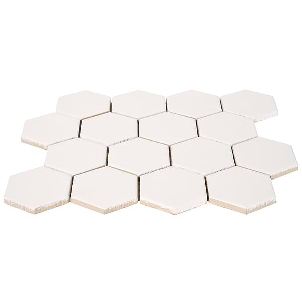 Meadowmere Cement White 3" Hexagon Matte Ceramic Tile