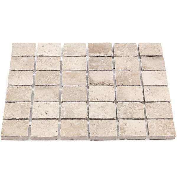 Seville Delfi Dark Beige 2x2 Travertine Look Matte Porcelain Mosaic Tile