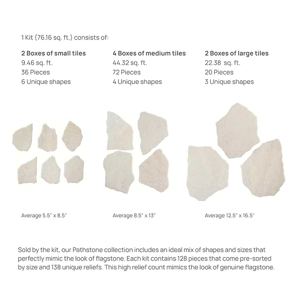 Pathstone Marfil Cream Textured Matte Porcelain Flagstone Tile in Beige, View 12, open zoomed image