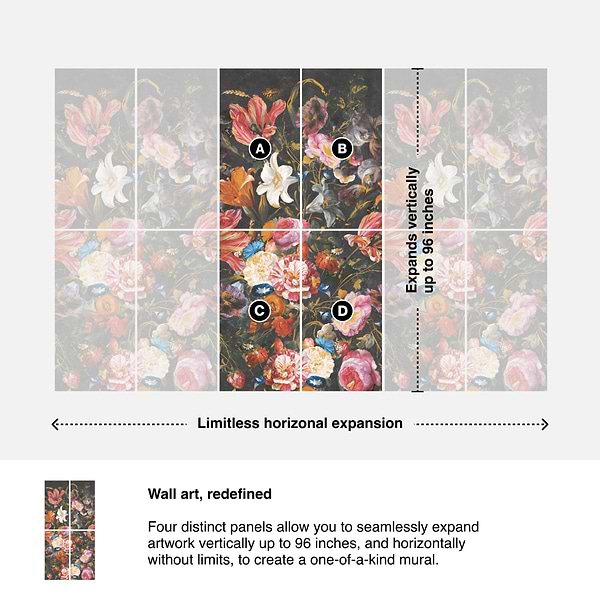 Art Gallery by Paula Purroy Bouquet Multicolor 24x48 Artisan Decor Matte Porcelain Tile