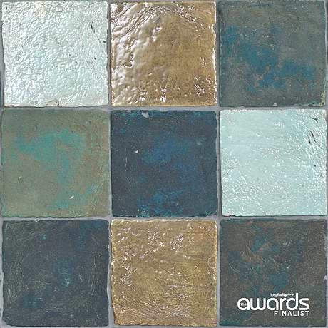 Opera Terracotta by Paula Purroy Lagoon 6x6 Square Matte and Iridescent Terracotta Tile
