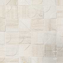 Trevino Carved Sabbia White 4x4 3D Satin Marble Tile