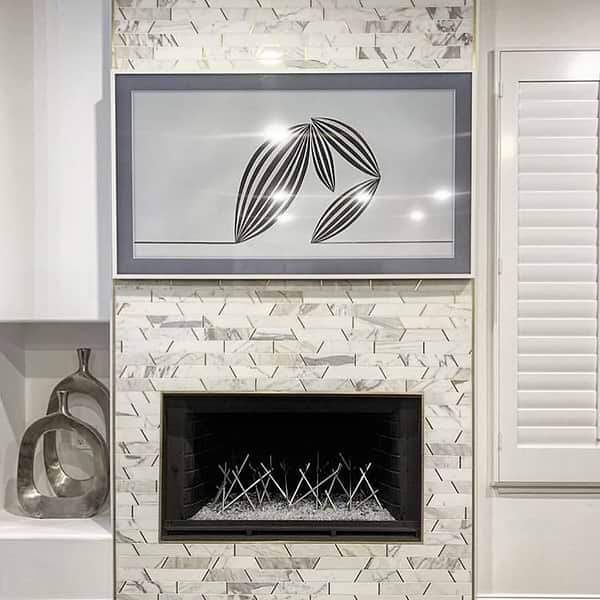 Matrix Calacatta Trapezoid Marble and Brass Polished Mosaic Tile