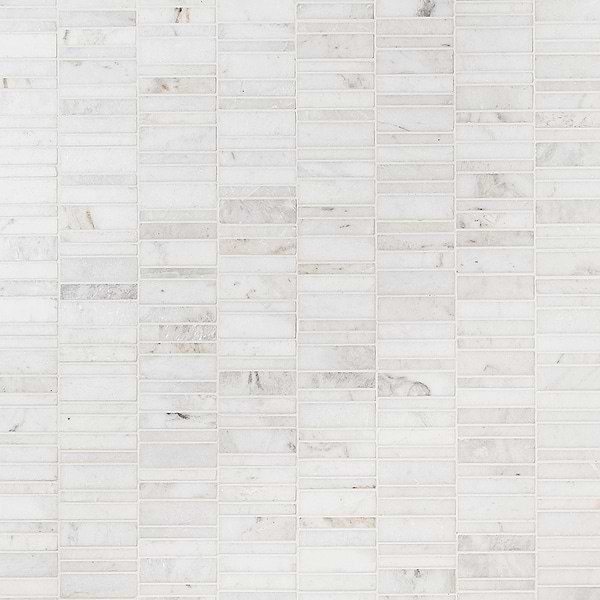 Alaska White Waterfall Polished Marble Bricks Mosaic Tile