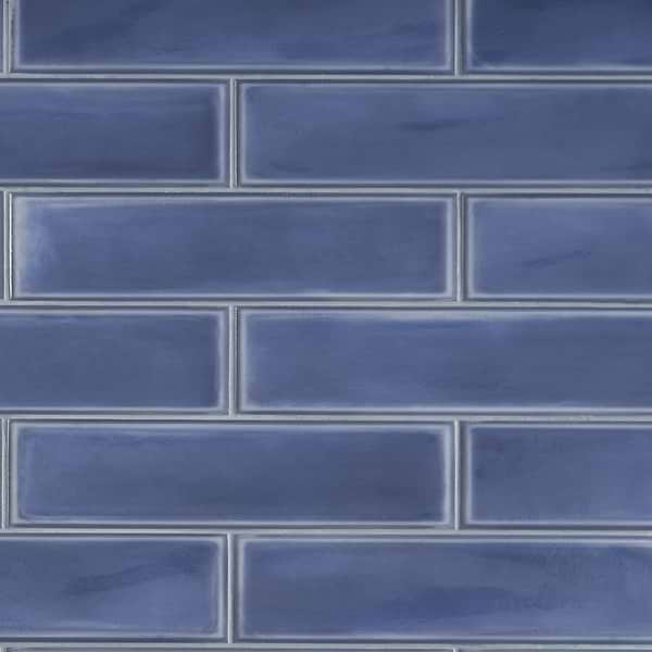 Stacy Garcia ArtBlock Denim Blue 4x16 Glossy Porcelain Tile