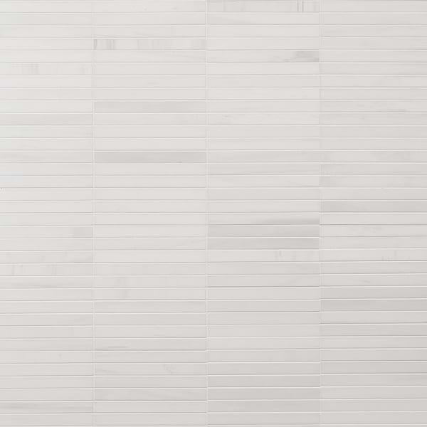 Bianco Dolomite White 1x6 Stacked Premium Polished Marble Mosaic Tile