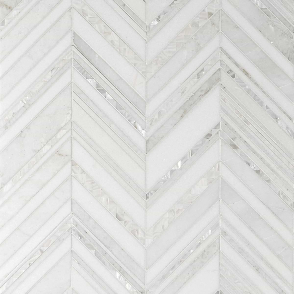 Aya White Polished Marble and Pearl Mosaic Tile