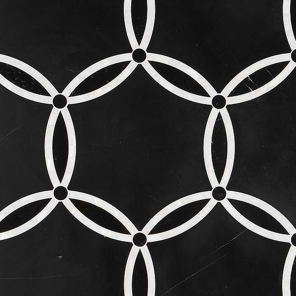 Celine Nero Polished Black Marble and Pearl Mosaic Tile