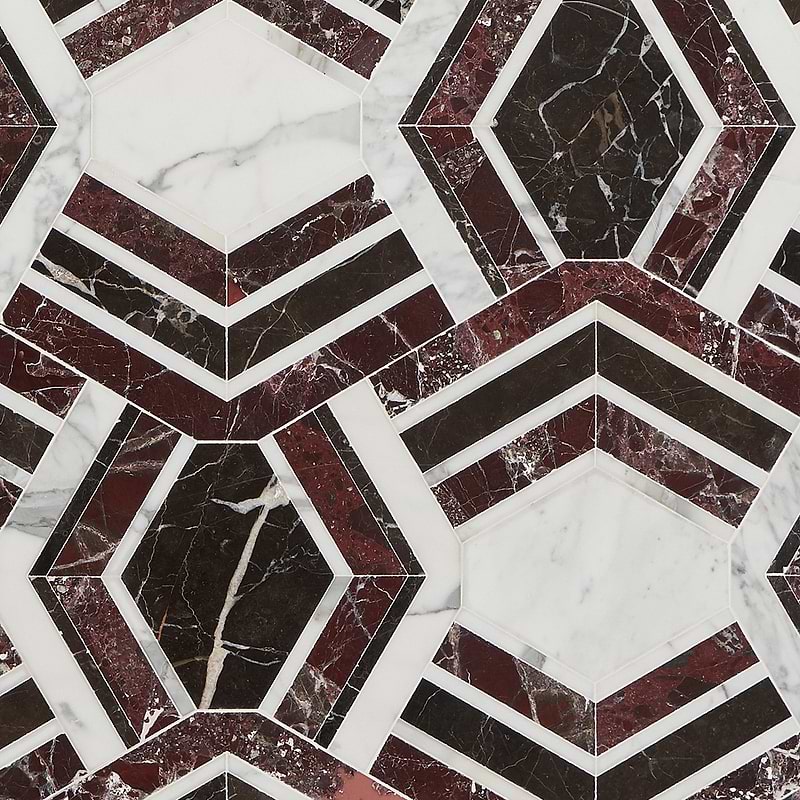 Mezzo Bordeaux Red Polished Marble Mosaic