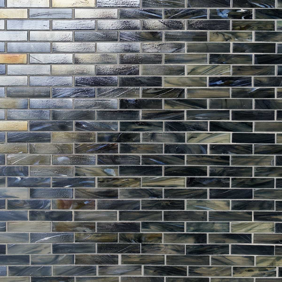 Artwater Iridescent Night Black 1x4 Polished Glass Mosaic Tile