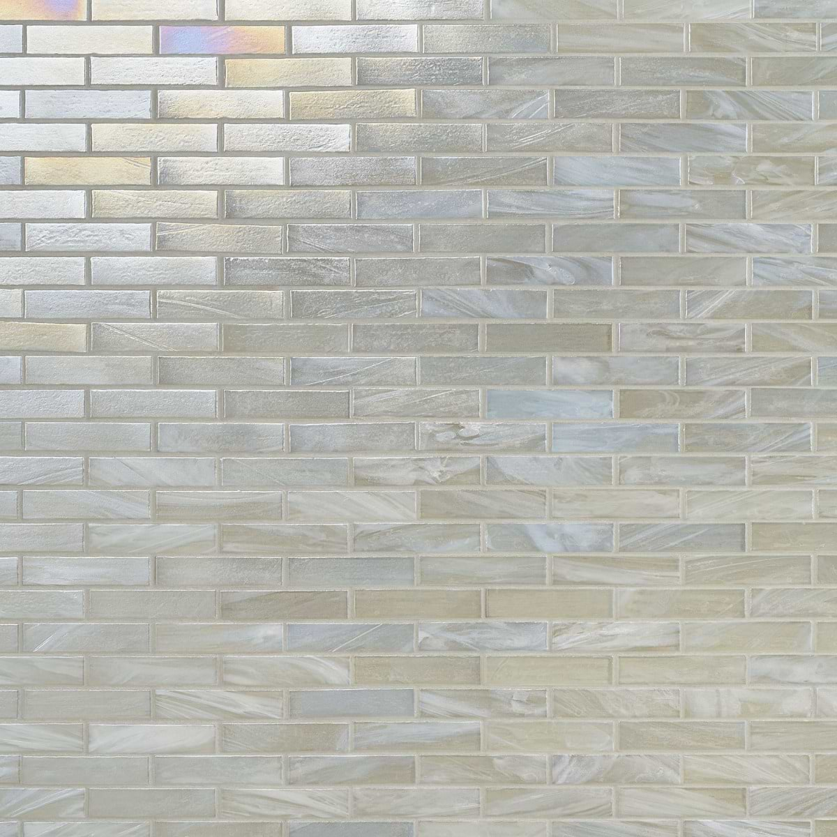 Artwater Iridescent Pearl White 1x4 Polished Glass Mosaic Tile