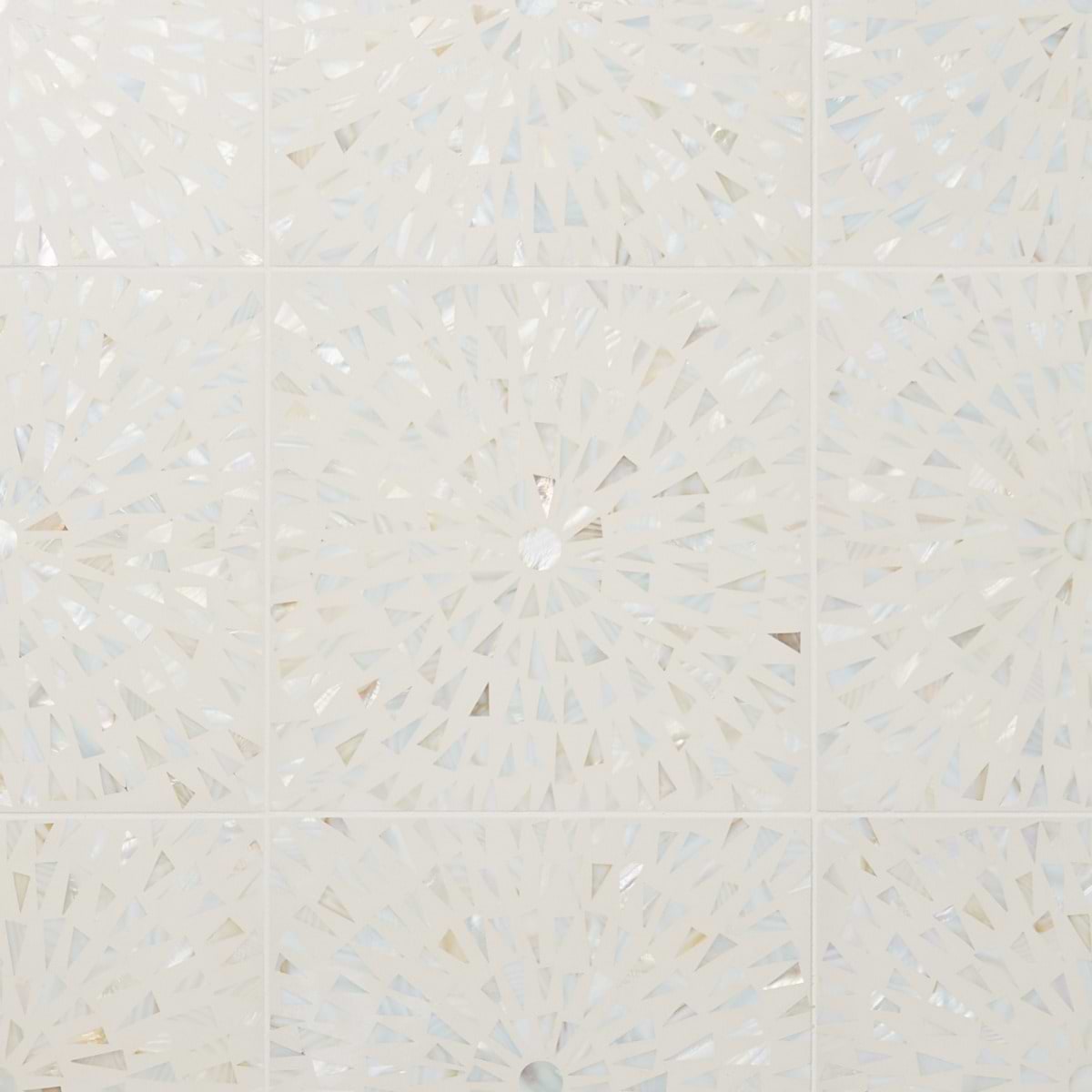 Estee Frosty White 12x12 Polished Pearl Inlay and Cement Tile