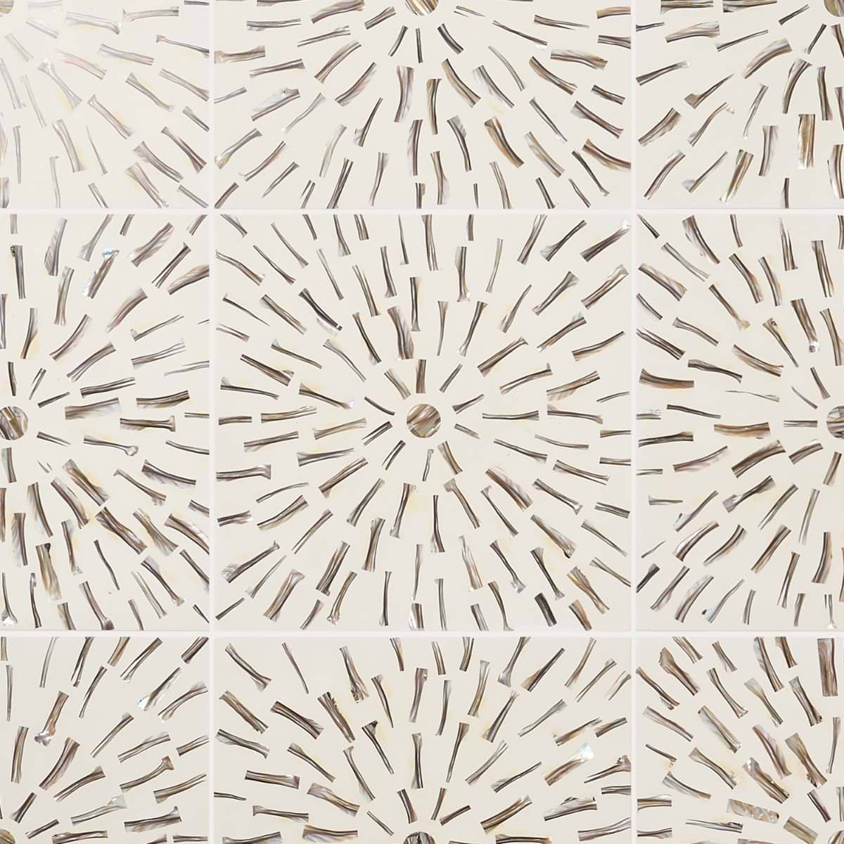 Estee Golden White 12x12 Polished Pearl Inlay and Cement Tile