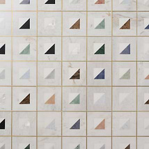 Adaya Multicolor 4x4 Polished Marble- Pearl and Brass Mosaic Tile
