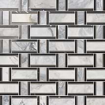 Esplanade Gray and Nero Marquina Polished Marble Mosaic Tile