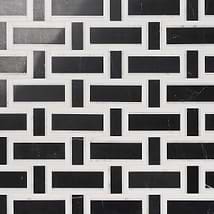 Esplanade Nero Marquina and Bianco Carrara Polished Marble Mosaic Tile