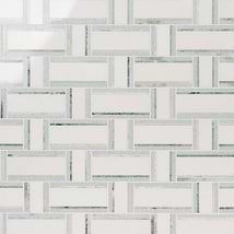 Esplanade Thassos and Blue Celeste Polished Marble Mosaic Tile