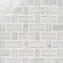 Esplanade Bianco Carrara and Thassos Polished Marble Mosaic Tile