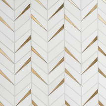 Vara Thassos Polished Marble and Brass Mosaic Tile