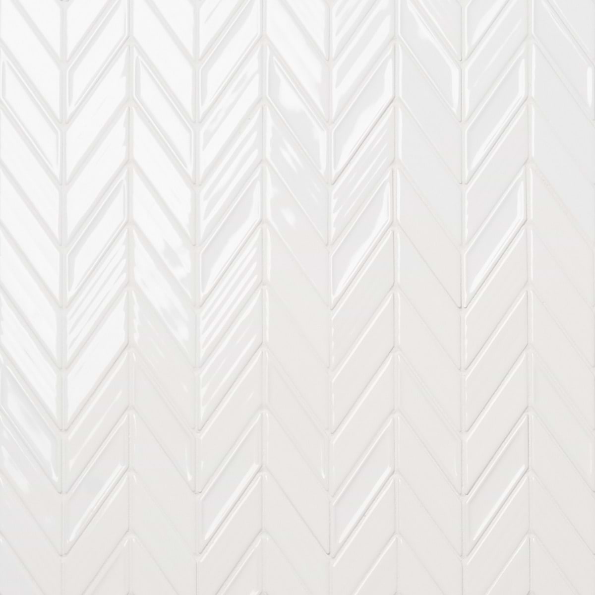 Brookline Chevron Cloud White 1x5 Glossy Ceramic Mosaic Tile