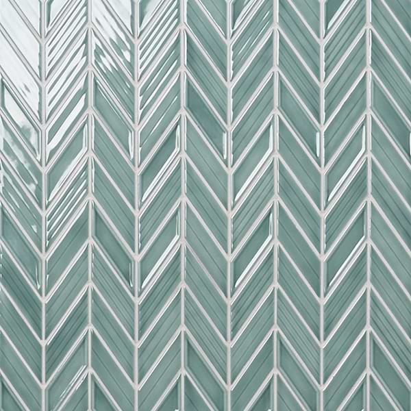 Brookline Chevron Marine Blue 1x5 Glossy Ceramic Mosaic Tile