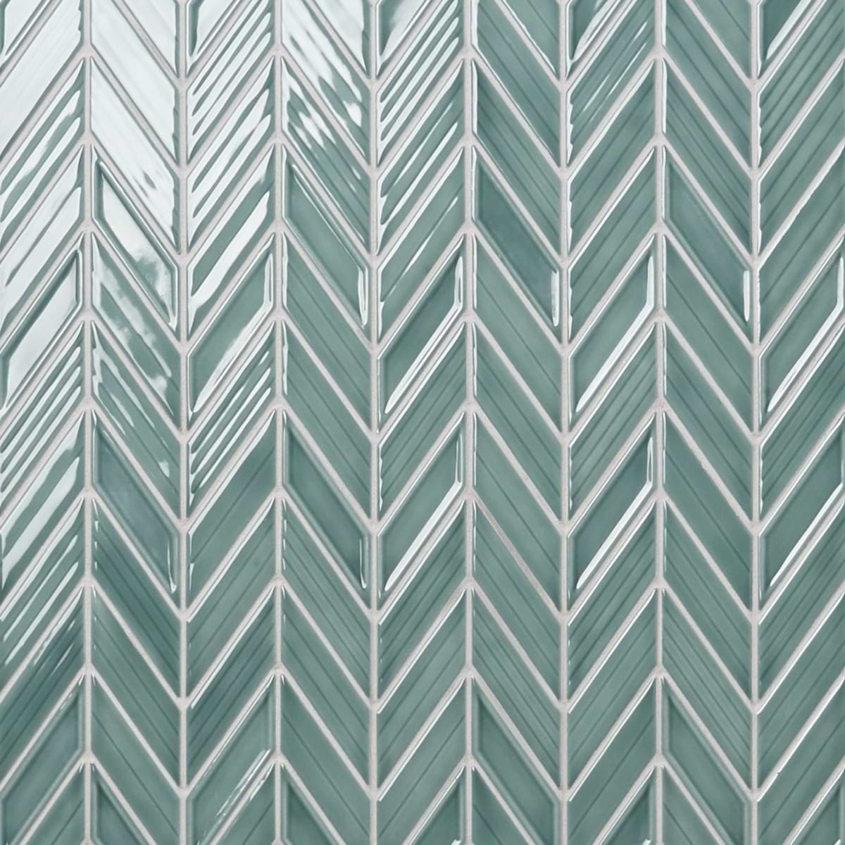 Brookline Chevron Marine Blue 1x5 Glossy Ceramic Mosaic Tile