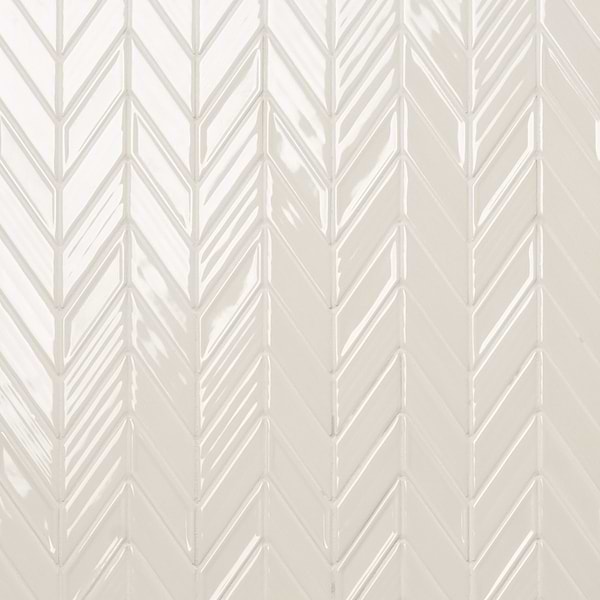 Brookline Chevron Mushroom Gray 1x5 Glossy Ceramic Mosaic Tile
