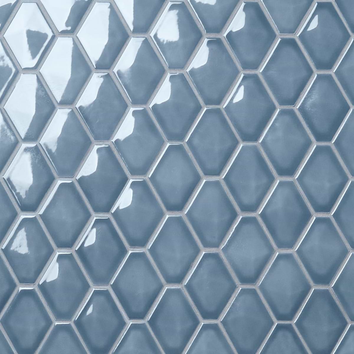 Brookline Diamond Coastal Blue 3x4 Glossy Ceramic Mosaic Tile