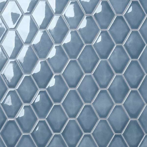 Brookline Diamond Coastal Blue 3x4 Glossy Ceramic Mosaic Tile