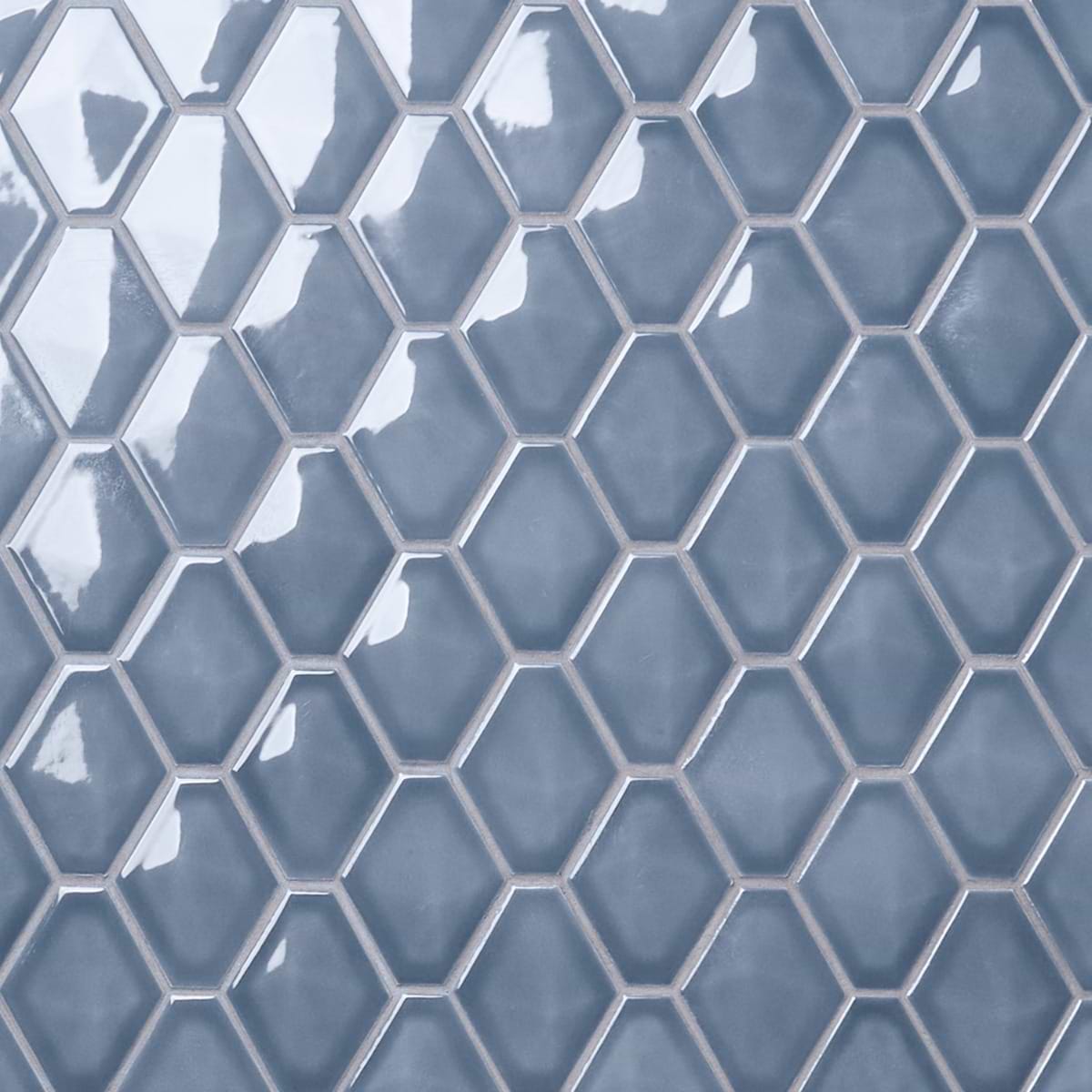 Brookline Diamond Coastal Blue 3x4 Glossy Ceramic Mosaic Tile