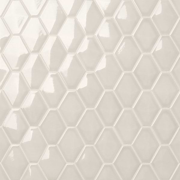 Brookline Diamond Mushroom Gray 3x4 Glossy Ceramic Mosaic Tile