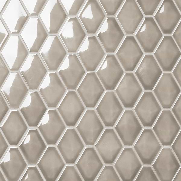 Brookline Diamond Warm Gray Glossy 3x4 Ceramic Mosaic Tile