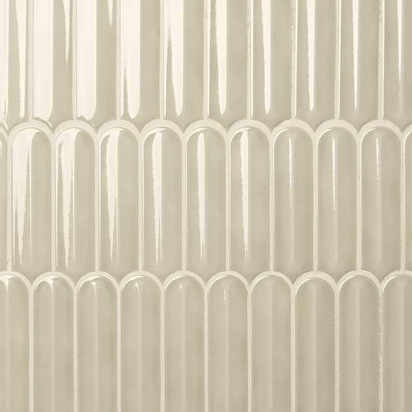 Brookline Feather Celadon Green 2x7 Fish Scale Glossy Porcelain Mosaic Tile in Green, View 5, open zoomed image
