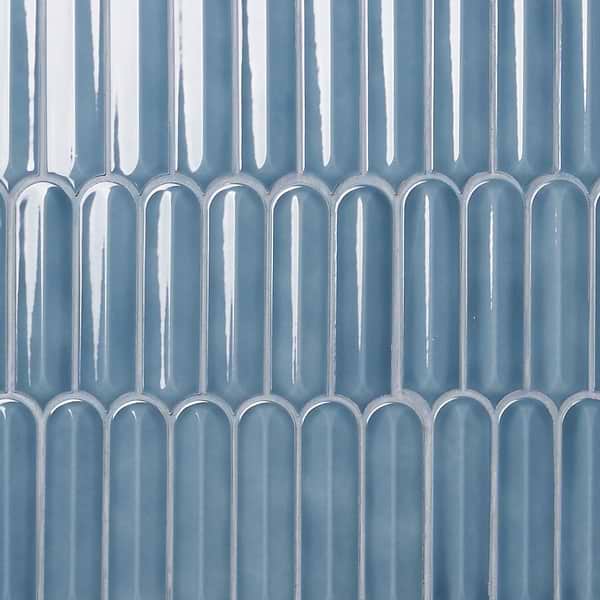 Brookline Feather Coastal Blue 2x7 Fish Scale Glossy Ceramic Mosaic Tile