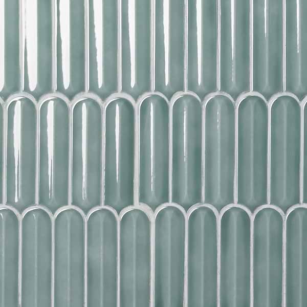 Brookline Feather Marine Blue 2x7 Fish Scale Glossy Ceramic Mosaic Tile