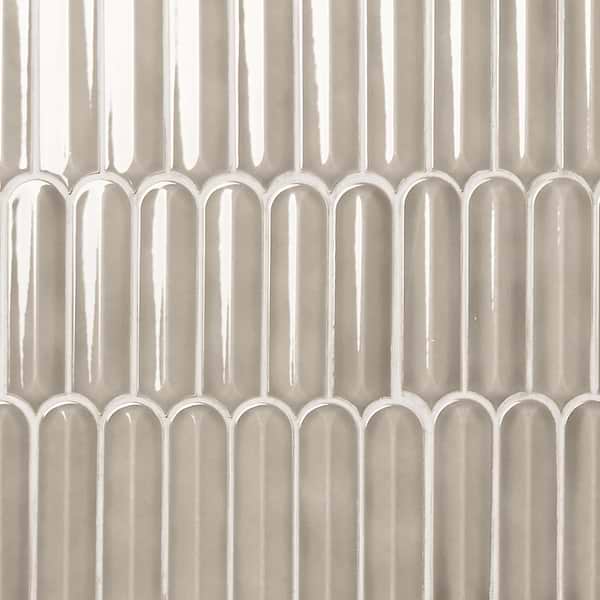 Brookline Feather Warm Gray 2x7 Fish Scale Glossy Ceramic Mosaic Tile