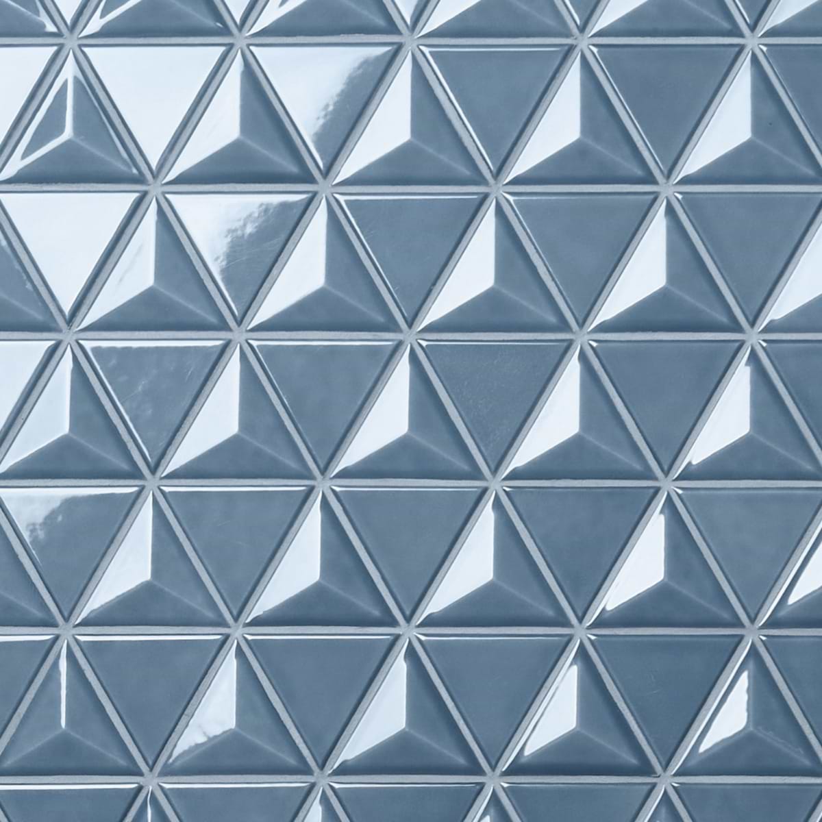 Brookline Triangle Coastal Blue 4" Glossy Ceramic Mosaic Tile